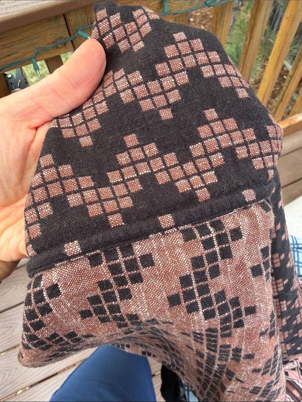 Ace & Jig Brown and Black Geometric Knit Scarf - Picture 4 of 4
